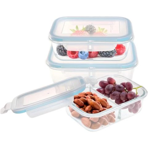 Westinghouse, 3-Piece Glass Food Storage Container Set - Airtight Lids - 1050ml Each
