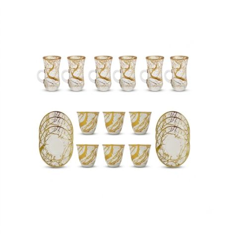 MOOLOOM Gold Tea & Arabic Coffee Cups Set of 36 PCS - Open Box