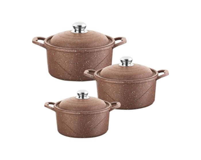 Saflon 6 PCS Cooking Set (20+24+28 CM) with Granit Lid Bazaar Kuwait